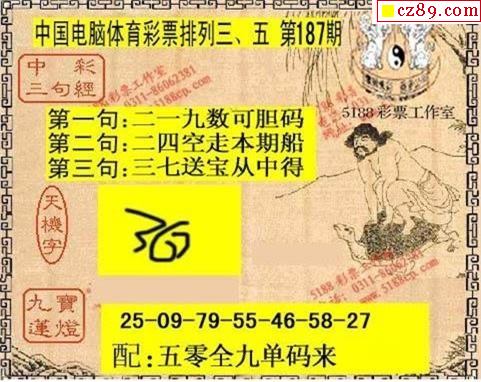 2021年187期牛彩网体彩p3画迷图谜汇总分享