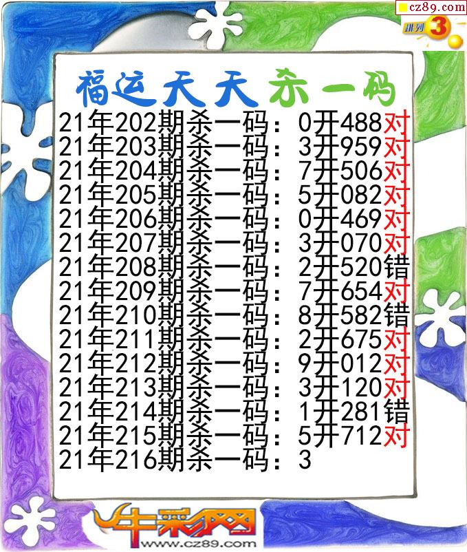 福运天天杀一码216期体彩p3图谜