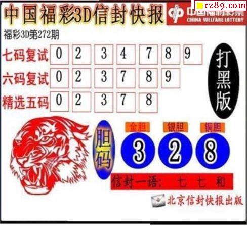信封快报2021272期3d图谜