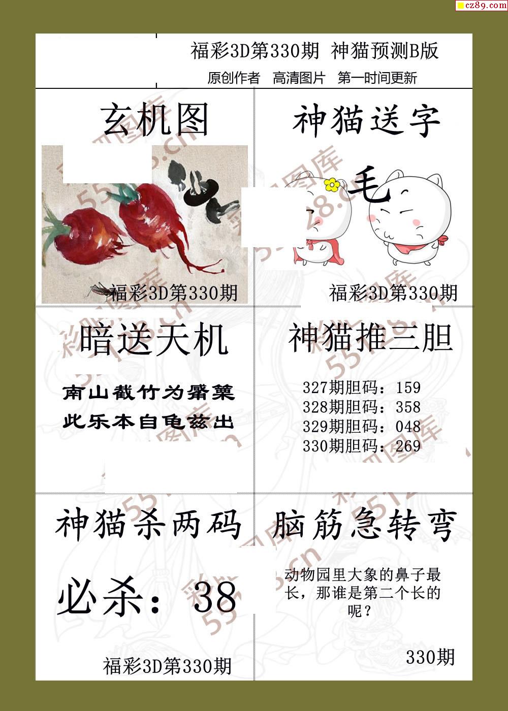 神猫预测19年330期3d字图谜2