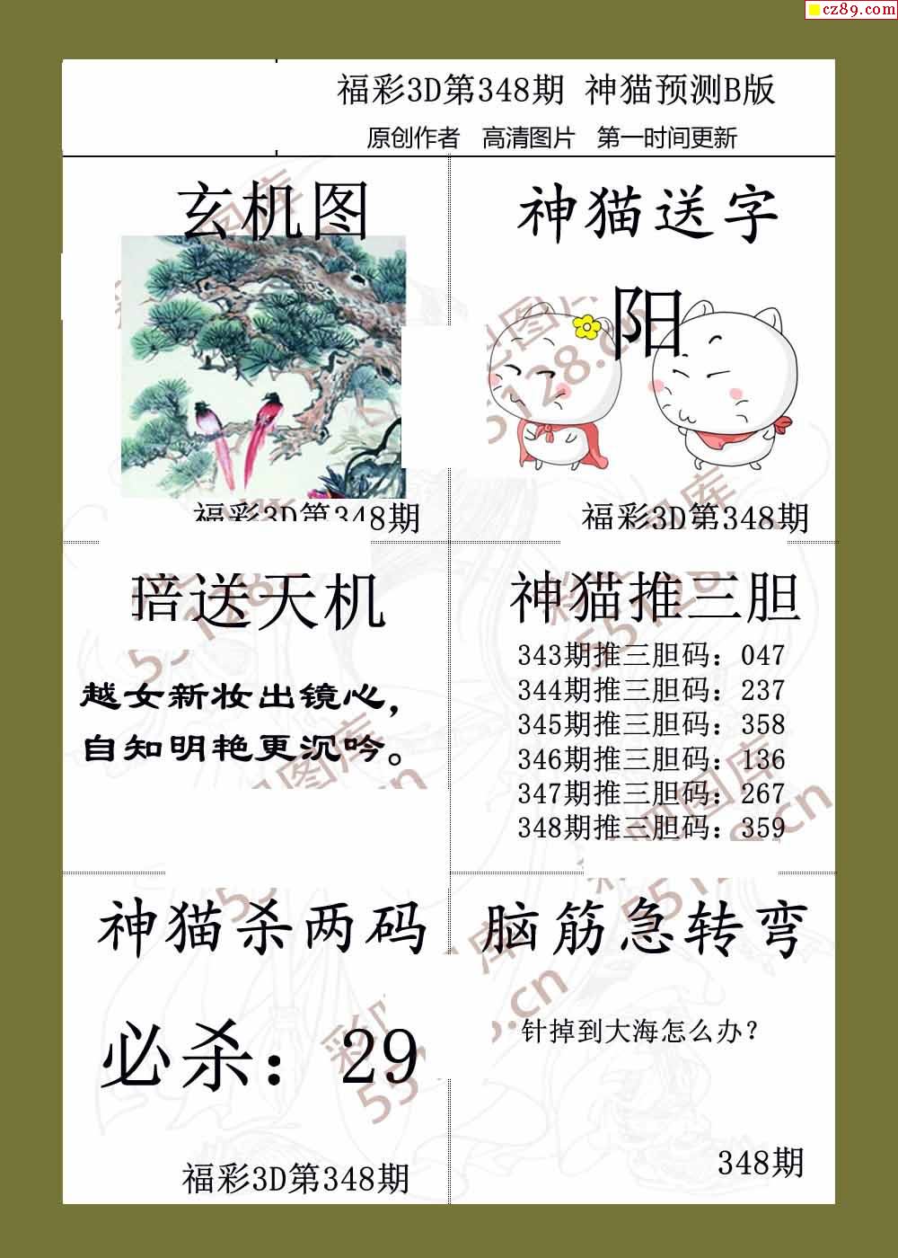 神猫预测19年348期3d字图谜2