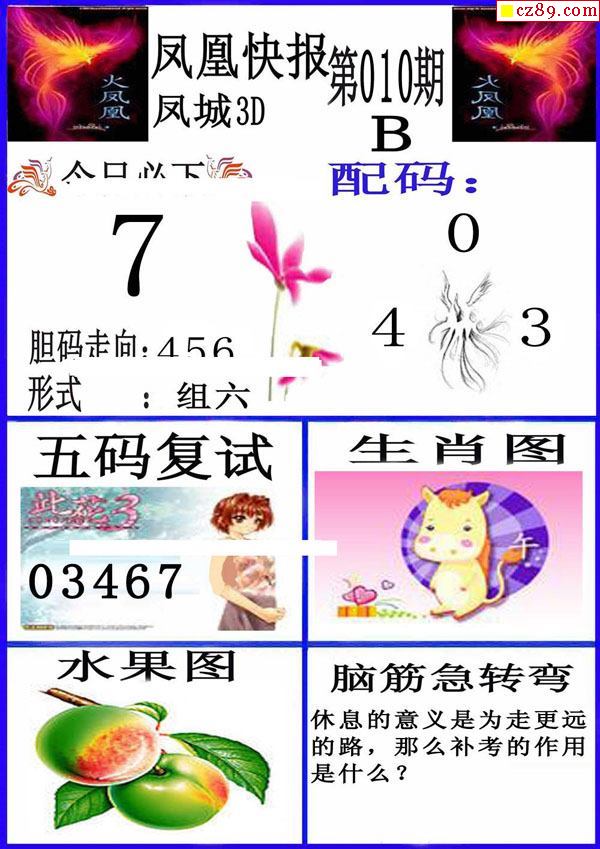 凤凰快报2021010期福彩3d图谜2