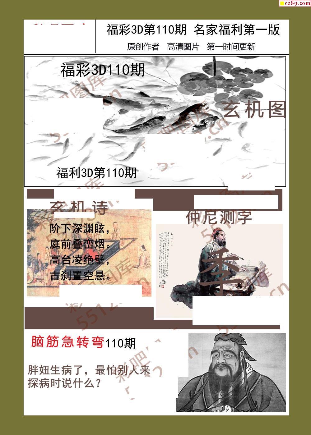 福彩名家福利彩票3d22年110期图谜